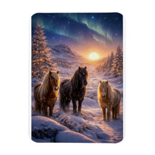 Íman Magia do Solstício de Inverno com Cavalos Islandes