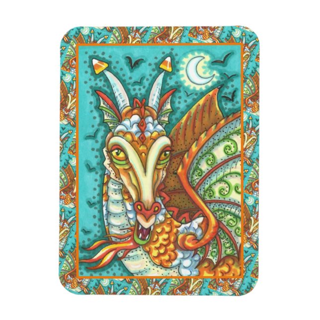 ÍMAN  MAGIC CANDY CORN DRAGON, HALLOWEEN FANTASY BEAST (Vertical)