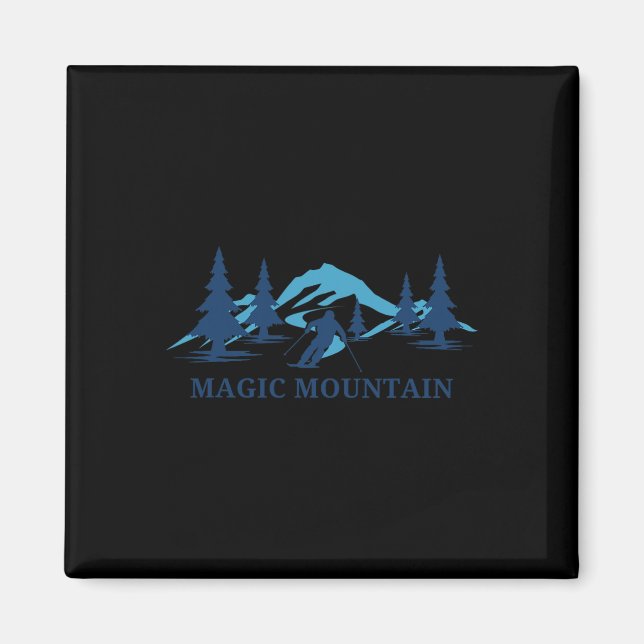 Íman Magic Mountain Vermont Ski Resort Skiier (Frente)