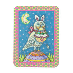 ÍMAN  MAGIC OWL & PÁSCOA BASKET, HOLIDAY BIRD MAGNET
