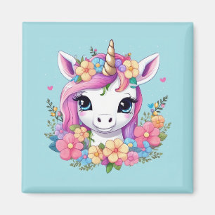 Íman Magical Baby Unicorn with Flowers