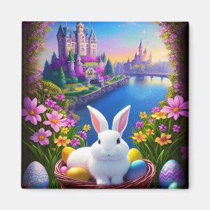 Íman Magical landscape with rabbit and magical castles 