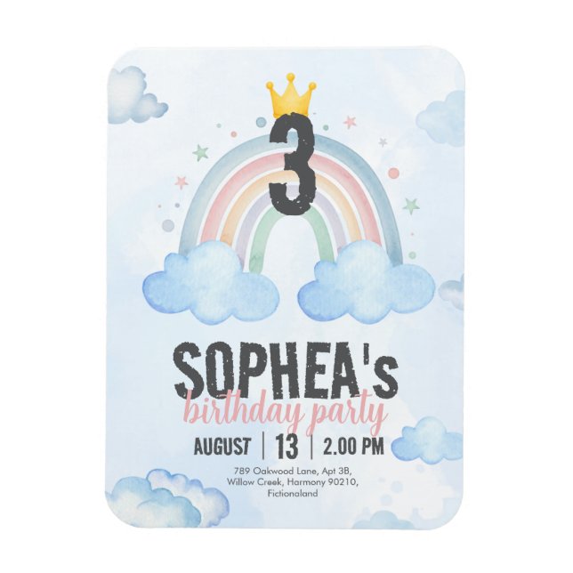 Íman Magical Rainbow Birthday Invitation (Vertical)