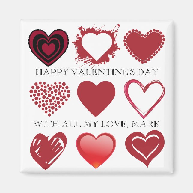 Íman Magnet 3x3 Grid of Hearts Namorados (Frente)