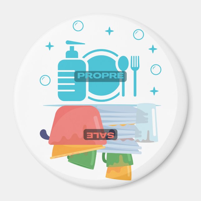 Íman Magnet aimanté pour lave vaisselle "Propre - Sale" (Frente)