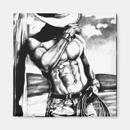 Íman Magnet art elegante masculino Cowboy Bodybuilder