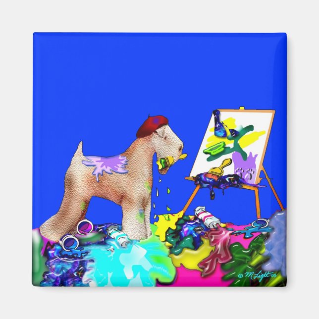 Íman Magnet: Artista De Rodas Terrier (Blue Bkgd) (Frente)