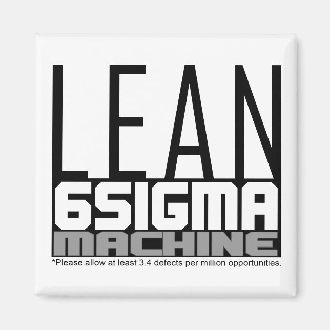 Íman Magnet Branco Da Máquina Lean Seis Sigma (Frente)
