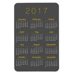 Íman Magnet Calendar 2017 - Cinza Amarela e Escura Ouro