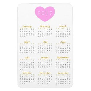 Íman Magnet Calendar 2017 - Dourado e Cinza