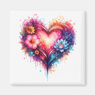 Íman Magnet carré cœur artistique coloré