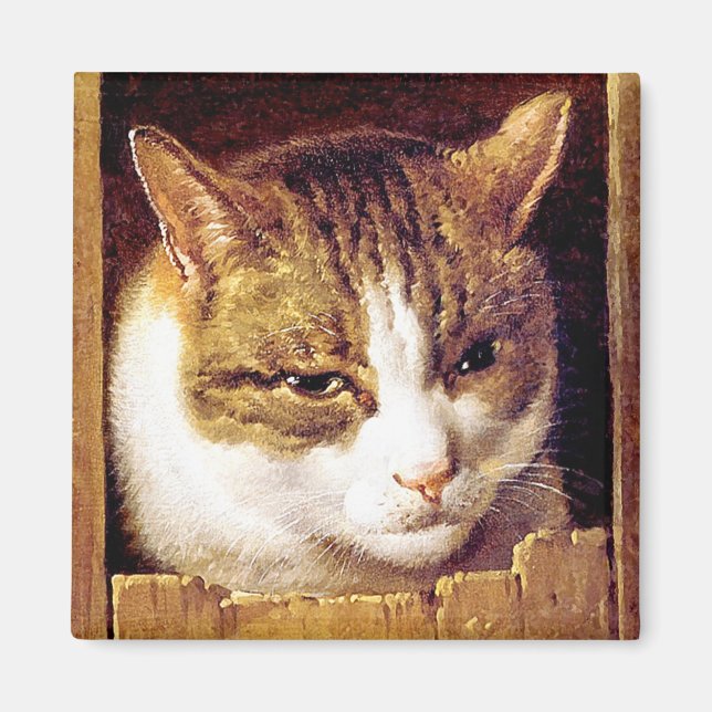 Íman Magnet: "Cat Purgando Por Uma Cerca" (Frente)