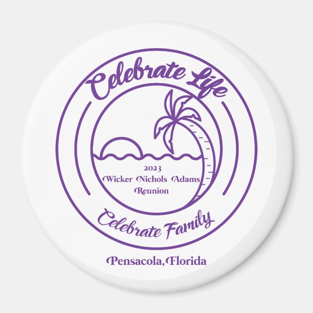 Íman Magnet cerâmico redondo com logotipo roxo (Frente)