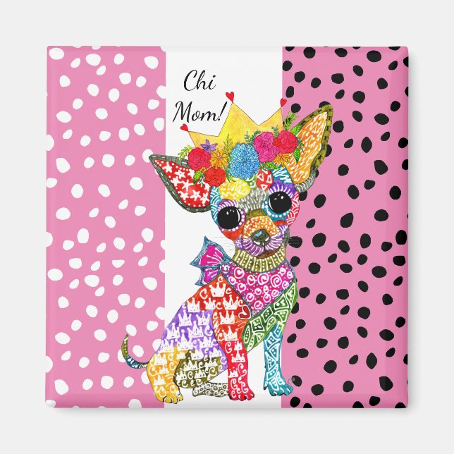 Íman Magnet Chihuahua, bonito e colorido (Frente)