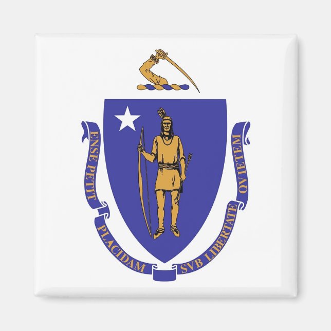 Íman Magnet com Bandeira do Estado de Massachusetts - E (Frente)