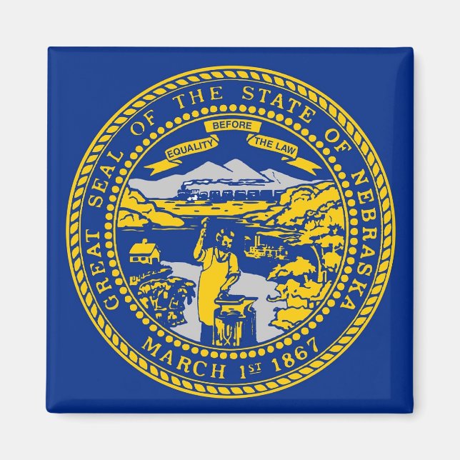 Íman Magnet com Bandeira do Estado de Nebraska - EUA (Frente)