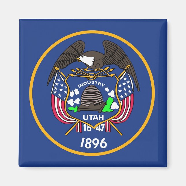 Íman Magnet com Bandeira do Estado de Utah - EUA (Frente)