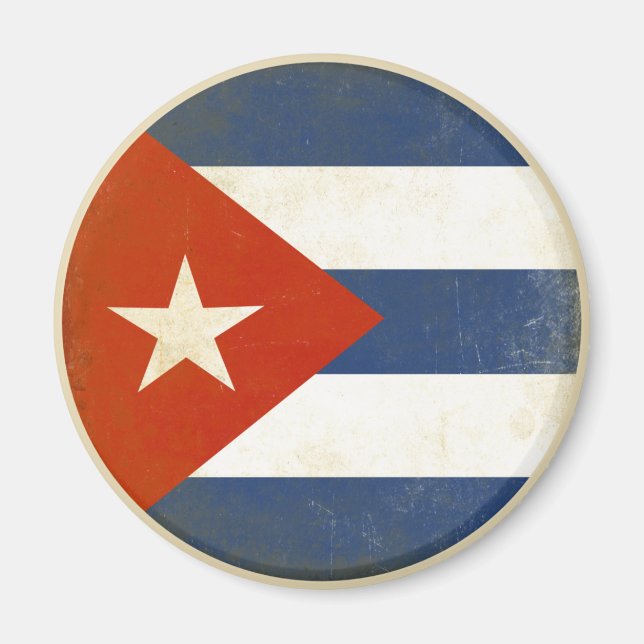 Íman Magnet com bandeira vindimada em Cuba (Frente)