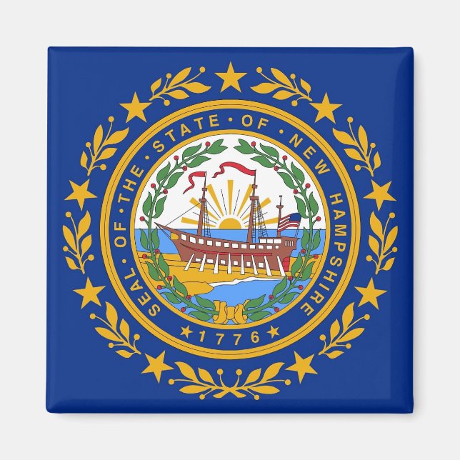 Íman Magnet com Flag de New Hampshire State - EUA (Frente)