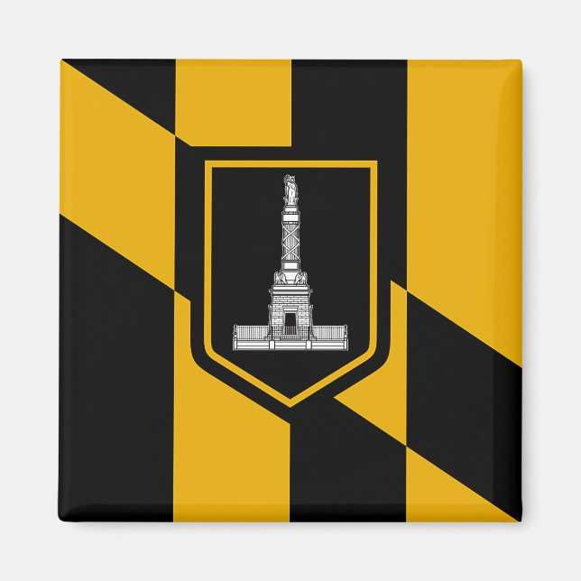 Íman Magnet com Flag of Baltimore, Maryland, EUA (Frente)