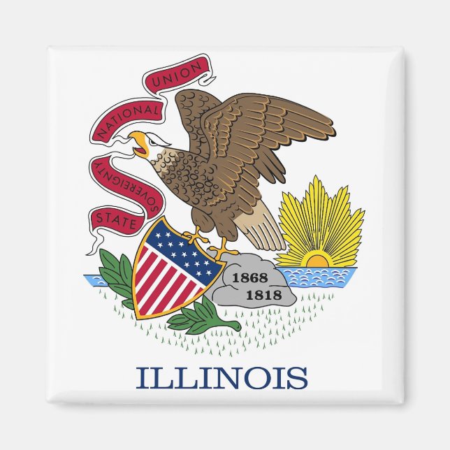 Íman Magnet com Flag of Illinois State - EUA (Frente)