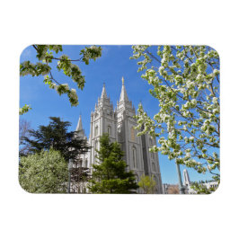 Íman Magnet com Templo SLC com flores brancas