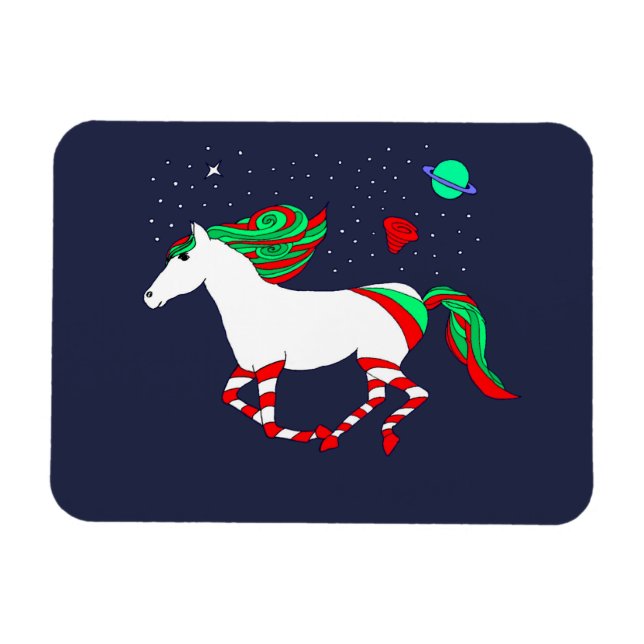 Íman Magnet com uma fotografia de cavalo de Natal (Horizontal)