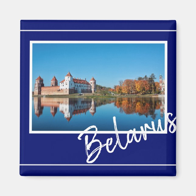 Íman Magnet da Arquitetura do Castelo de Belarus Mir (Frente)