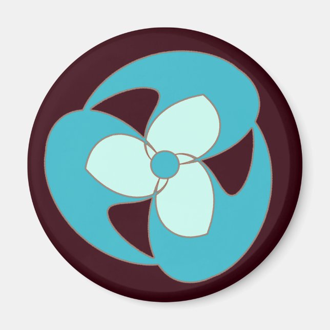 Íman Magnet da Flor Espiral do Céu Azul Crescente Retro (Frente)