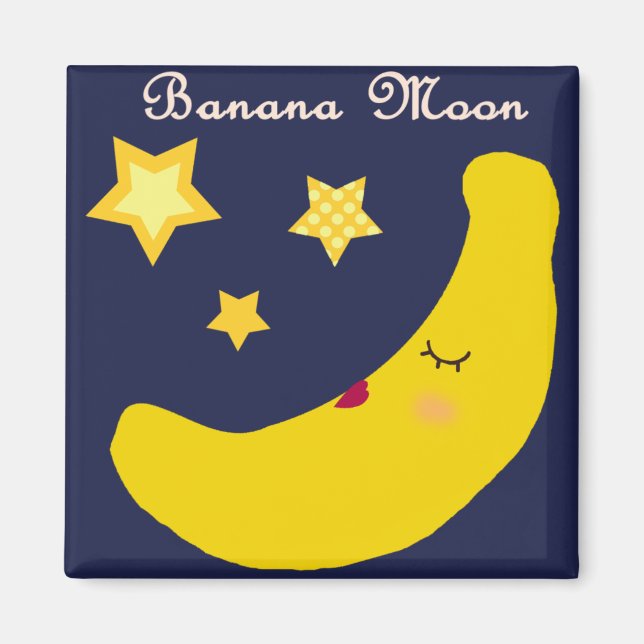 Íman Magnet Da Lua Da Banana (Quadrado) (Frente)