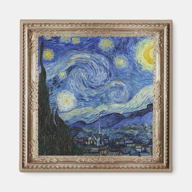 Íman Magnet da Palavra-prima da Noite de Van Gough Star (Frente)
