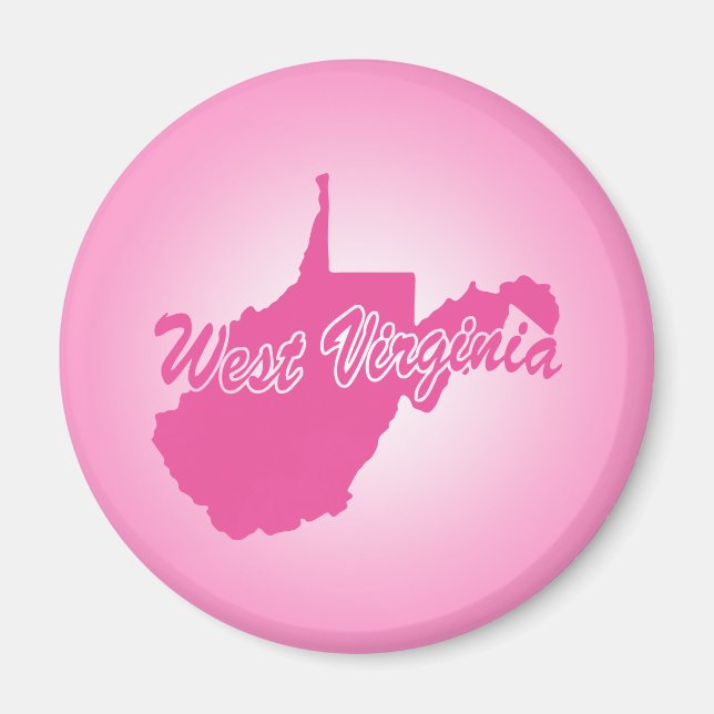 Íman Magnet da Virgínia Ocidental do estado rosa (Frente)