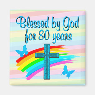 ÍMAN MAGNET DE 80 DE ANIVERSÁRIO AZUL