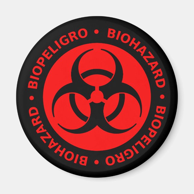 Íman Magnet de Advertência de Risco Biológico Vermelho (Frente)