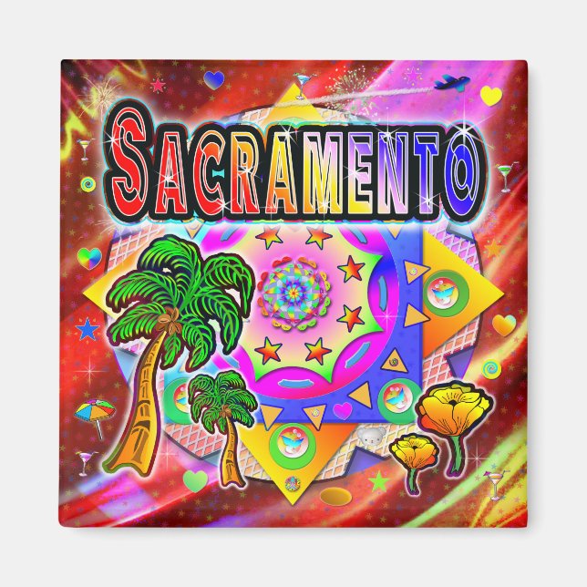 Íman Magnet de Amigos Tropicais de Sacramento (Frente)