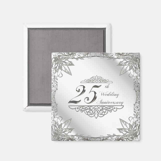 Íman Magnet de Aniversário de Casamento de 25 (Front/Back)