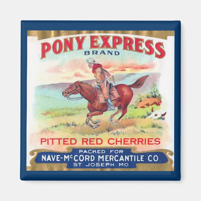 Íman Magnet de anúncio de cerejas Pony Express (Frente)