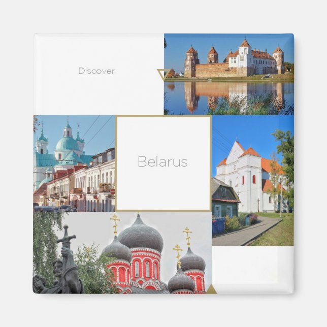 Íman Magnet de Arquitetura das Igrejas de Belarus Mir C (Frente)