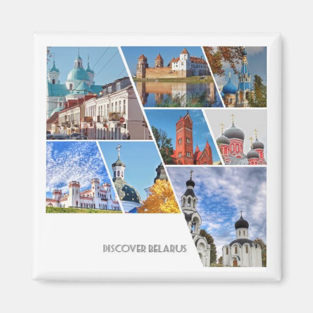Íman Magnet de Arquitetura das Igrejas de Belarus Mir C (Frente)