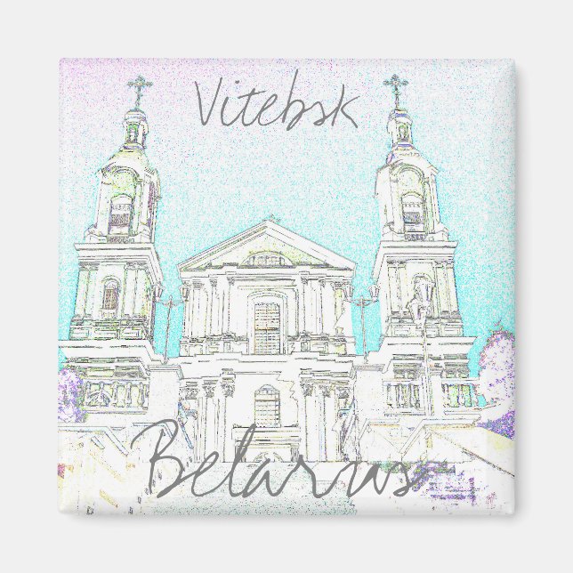 Íman Magnet de Arquitetura Estilizada em Belarus Vitebs (Frente)