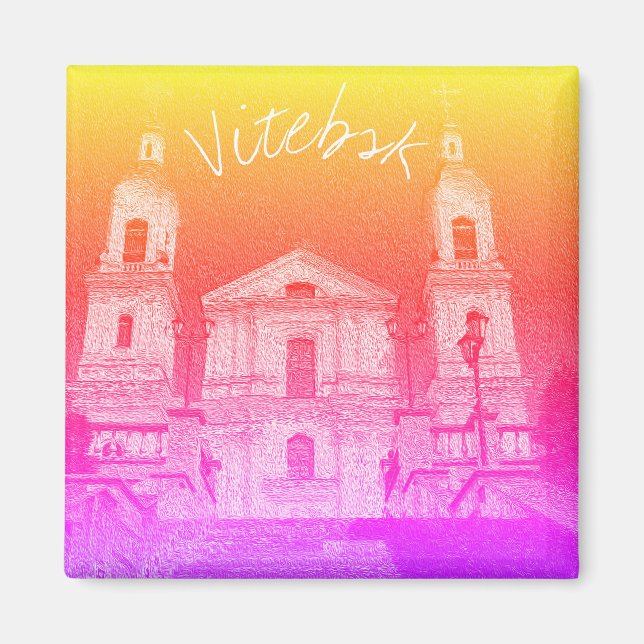 Íman Magnet de Arquitetura Estilizada em Belarus Vitebs (Frente)