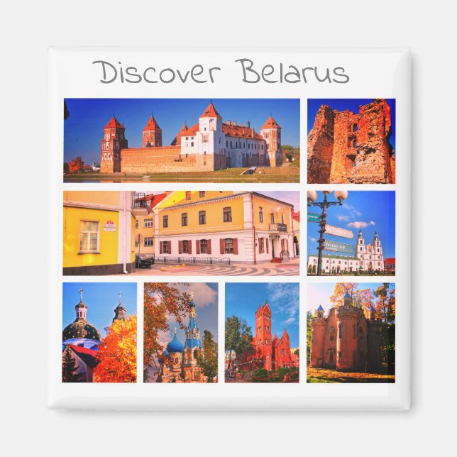Íman Magnet de Arquitetura Grodno do Castelo de Belarus (Frente)