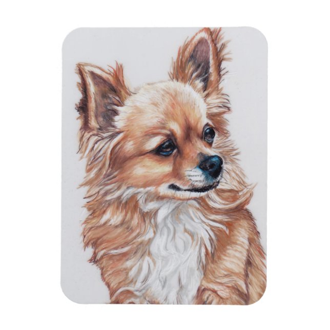 Íman Magnet De Arte De Cão De Chihuahua De Longa Duraçã (Vertical)