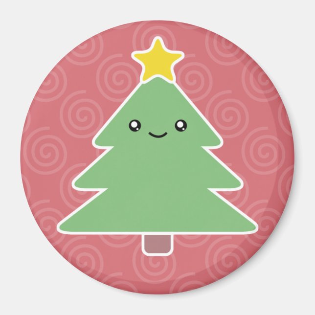 Íman Magnet de Árvore de Natal Kawaii (Frente)