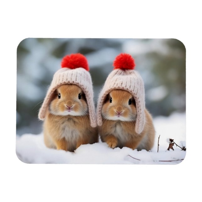 Íman Magnet de Bunnies de Neve (Horizontal)