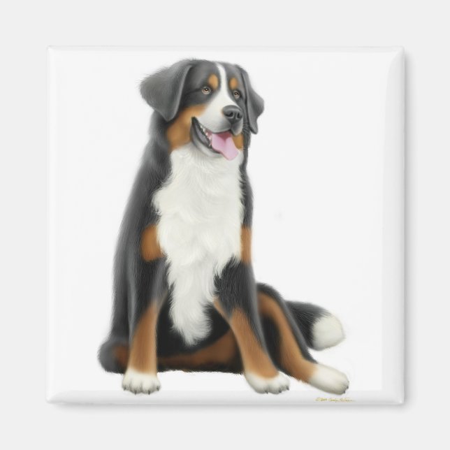 Íman Magnet de Cachorro da Montanha Bernese (Frente)