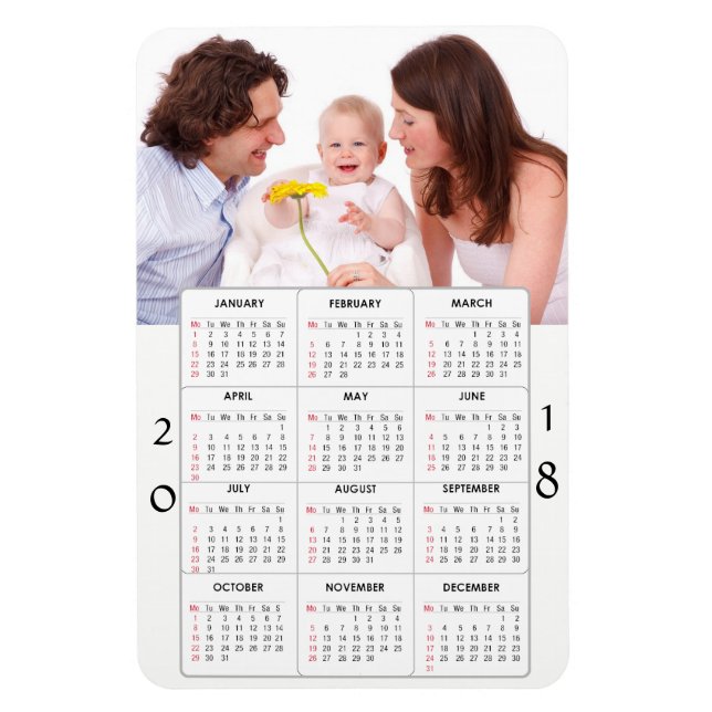 Íman Magnet de Calendário 2018 para a Família Personali (Vertical)