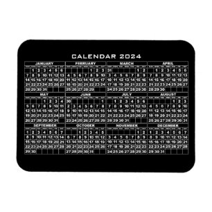Íman Magnet de Calendário 2024 Preto