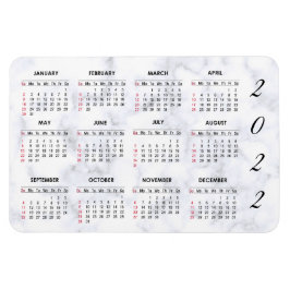 Íman Magnet de Calendário de Marble 2022 Personalizado