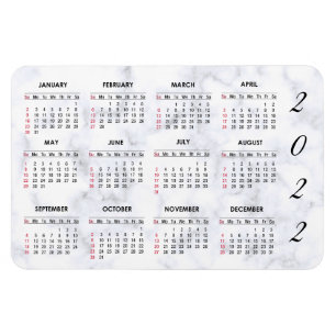 Íman Magnet de Calendário de Marble 2022 Personalizado